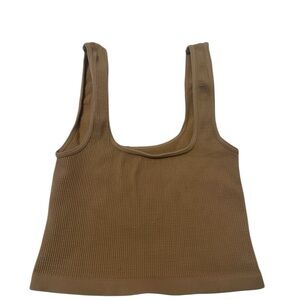 Free People Tan Ribbed Tank Top